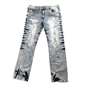 Evolve 5 Premium Denim Collection Jeans Men 40X31 Acid Washed Blue Grunge Street